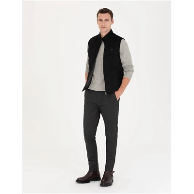 Siyah Slim Fit Kanvas Pantolon