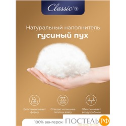 CLASSIC by T ШАЛЕ Подушка пуховая 50х70, 1000 гр.,1пр.,хл-плстр/пух серый