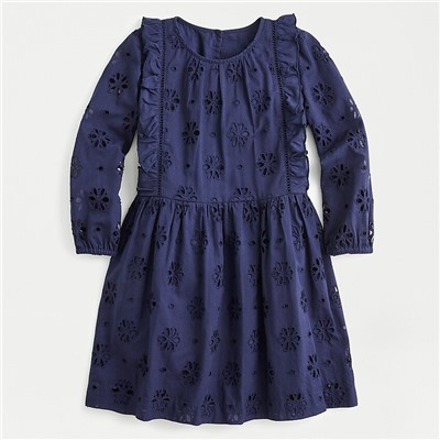 Girls' ruffle-trim eyelet dress
