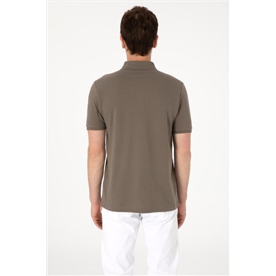 Erkek Regular Fit Polo Yaka Vizon Tişört