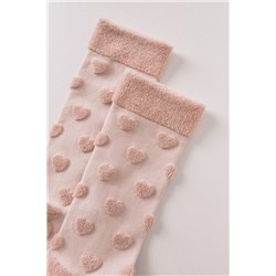 Calcetines largos gris corazones relieve