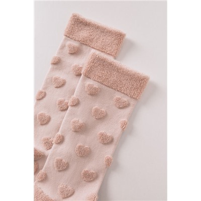 Calcetines largos gris corazones relieve