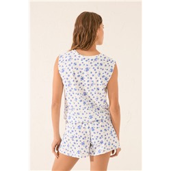 Pijama corto floral blanco Mafalda