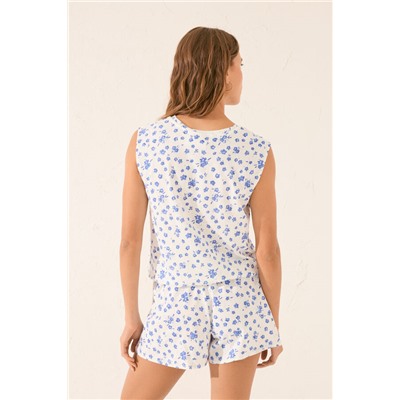 Pijama corto floral blanco Mafalda