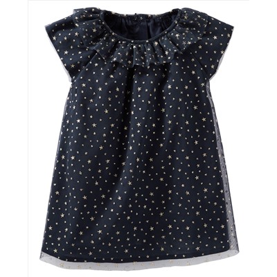 2-Piece Sparkle Star Print Tulle Dress