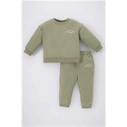 Defacto Erkek Bebek Slogan Baskılı İnce Sweatshirt Kumaşı 2'li Takım TYCSAGFQIN169996968035567