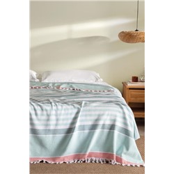 Sheryl Çift Kişilik Yatak Örtüsü - Beyaz / Mint Yeşili