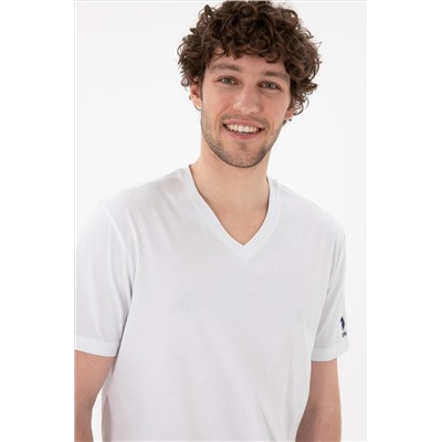 Erkek Regular Fit  V Yaka Antrasit Basic Tişört