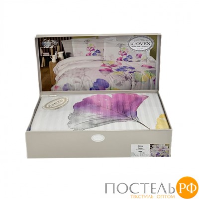 Постельное белье Карвен Stripe Satin с цветным принтом 1.5 спальное N249 -SB010(4пр.)