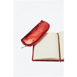 Estuche y agenda de rayas Rojo