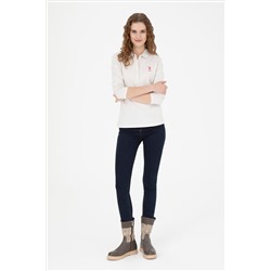 Kadın Taş Basic Polo Yaka Sweatshirt