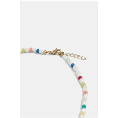 Gargantilla perlas arroz charms