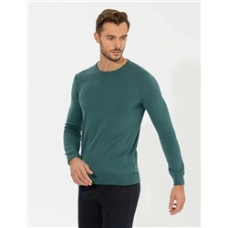 Yeşil Slim Fit Bisiklet Yaka Basic Triko Kazak