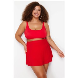 Kırmızı Kare Yaka Bralette Büyük Beden Bikini Üstü TBBSS23CT00005