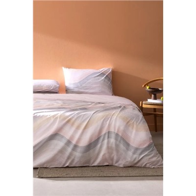 Suivre King Size %100 Pamuk Ranforce Baskılı Nevresim Takımı - Pudra