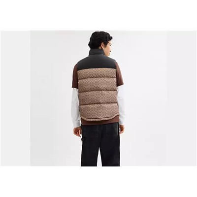 Signature Down Vest In Recycled Polyester