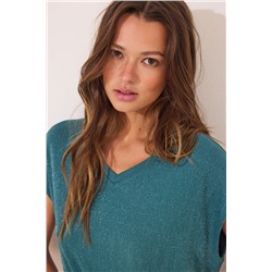 Conjunto pantalón y camiseta verde lurex
