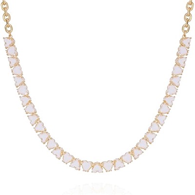 GUESS Goldtone Clear Glass Stone Pave Heart Necklace