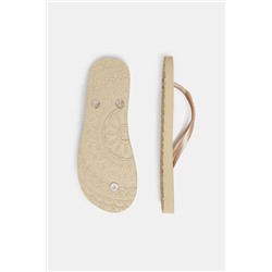 Chanclas baño doradas suela estampada