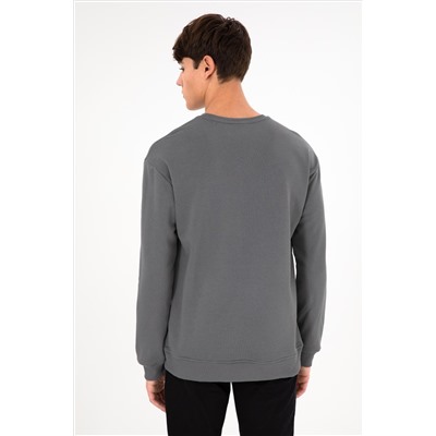 Erkek Gri Basic Sweatshirt