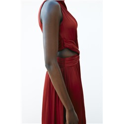 SATIN MIDI DRESS WITH CUT-OUT DETAIL