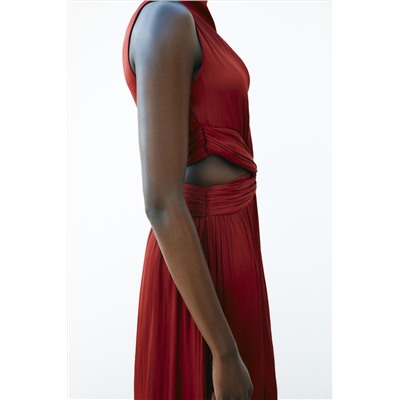 SATIN MIDI DRESS WITH CUT-OUT DETAIL