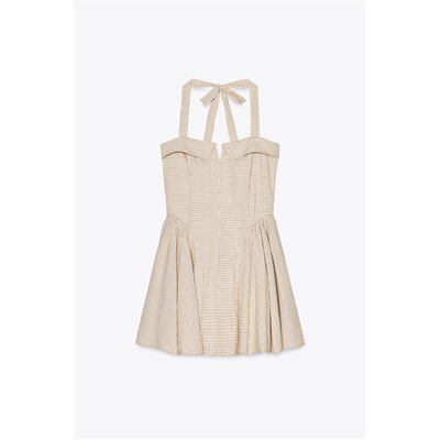 CHECK HALTER DRESS