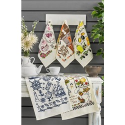 Casnack Nora 5 Adet Baskılı Mutfak Havlusu Seti 30x50 Nora Havlu