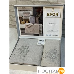 T1155/SM-04 Набор полотенец EFOR из 2-х предметов (50*90 и 70*140) CINAR SOFT серо-зеленый A. GRI