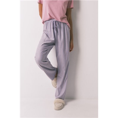 Pantalón largo franela print rayas multicolor