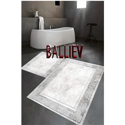 balliev Etnik Desenli Gri 2'li Halı Takımı (60x100/40x60) drtc998
