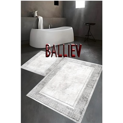 balliev Etnik Desenli Gri 2'li Halı Takımı (60x100/40x60) drtc998