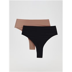 Nahtlose Tangas mit hoher Taille, 2er-Pack