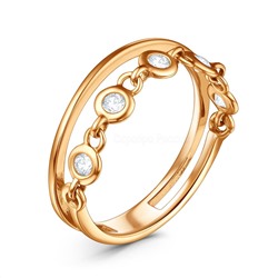 Кольцо с цепью из золочёного серебра с фианитами п1-736з200