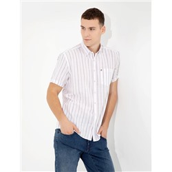 Bej Regular Fit Kısa Kollu Gömlek