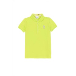 Kız Çocuk Fıstık Yeşili Basic Polo Yaka Tişört