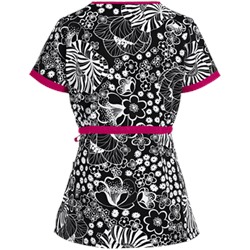 koi Scrubs Succulent Floral Mock Wrap Print Top