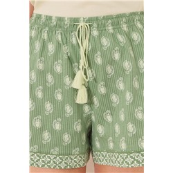 Pijama manga corta  algodón estampado verde