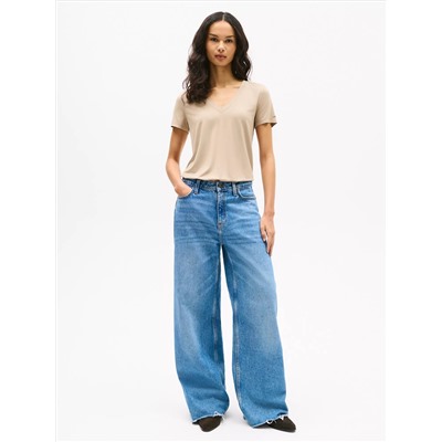 Relaxed Fit Drapey V-Neck T-Shirt