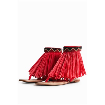 Sandalia plana flecos Stella Jean