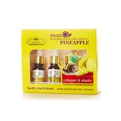 Сыворотка c экстрактом ананаса эластином и коллагеном Nature Republic, 4 штуки. по 15 ml/Snail Golden Face gel and Paneapple /