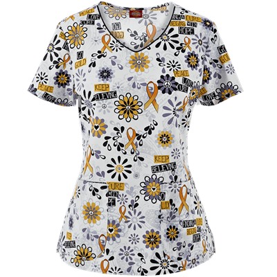 Dickies EDS Scrubs Peace Love Cure Print Top