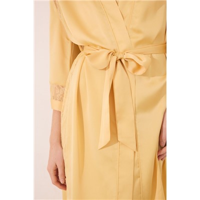 Bata larga tejido chifón amarillo