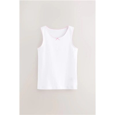 White Heart Lace Trim Vests 5 Pack (1.5-16yrs)