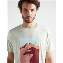 Egypt Printed T-shirt, Men, Light Green