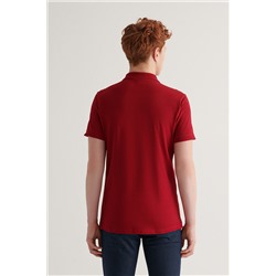 Bordo %100 Pamuk Serin Tutan Polo Yaka T-Shirt