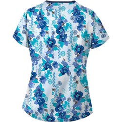 UA Floral Zen Navy Mock Wrap Scrub Top