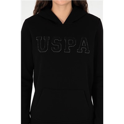Kadın Siyah Basic Kapüşonlu Sweatshirt