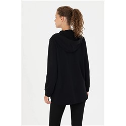 Kadın Siyah Kapüşonlu Sweatshirt