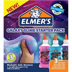 Elmer’s Glue Deluxe Slime Starter Kit, Clear School Glue & Glitter Glue Pens, 3 Count